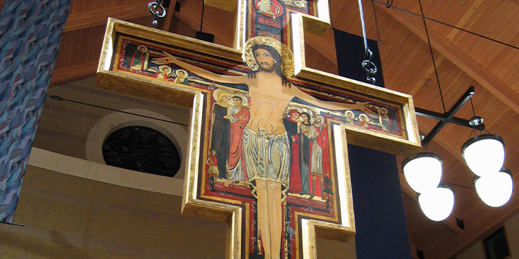 Closeup of hanging crucifix